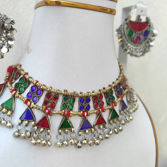 Antique Afghan handmade stylish jewelry-Tribal choker set - Picture 3 of 6